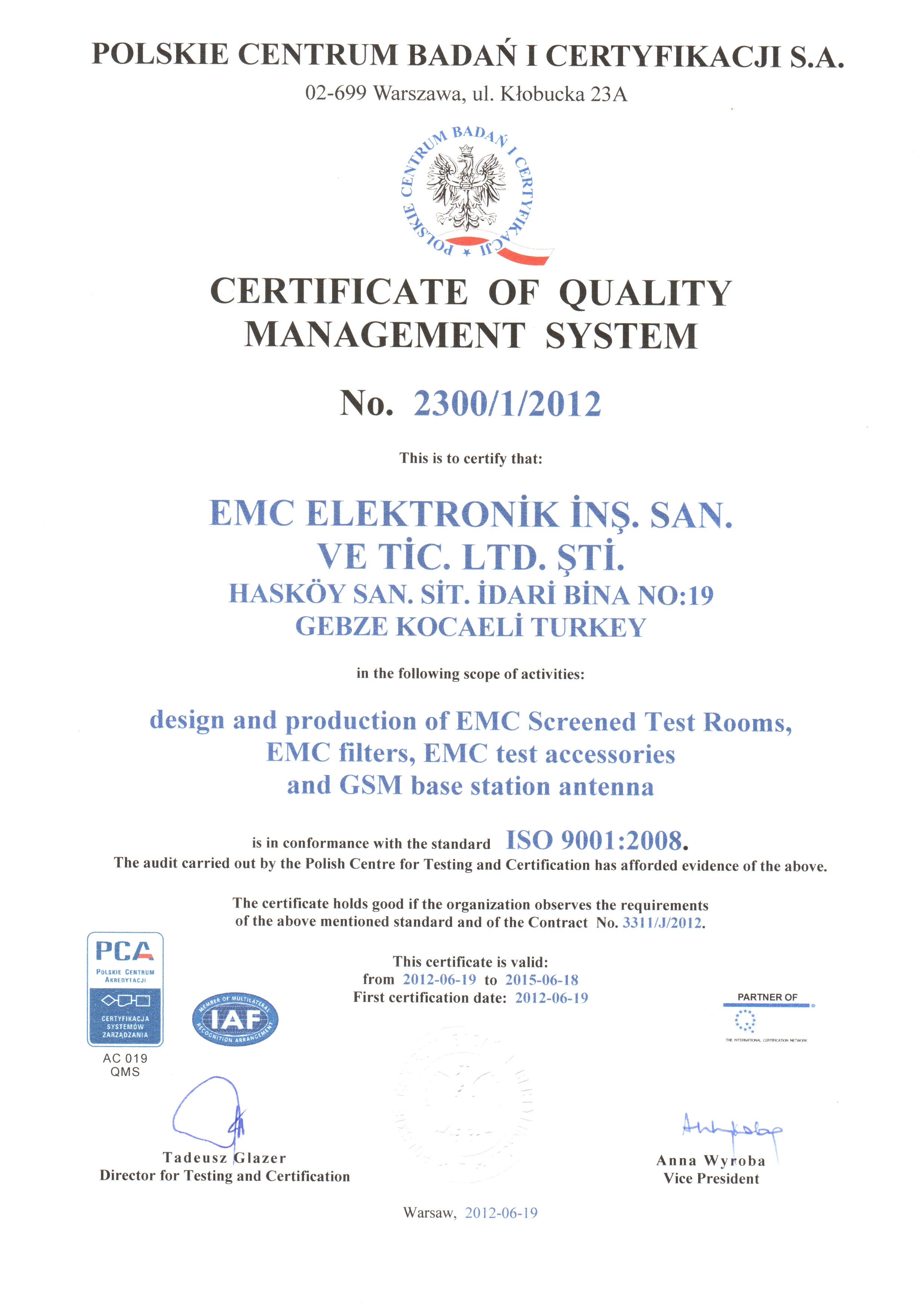 EMC LTD ISO Certificate 2
