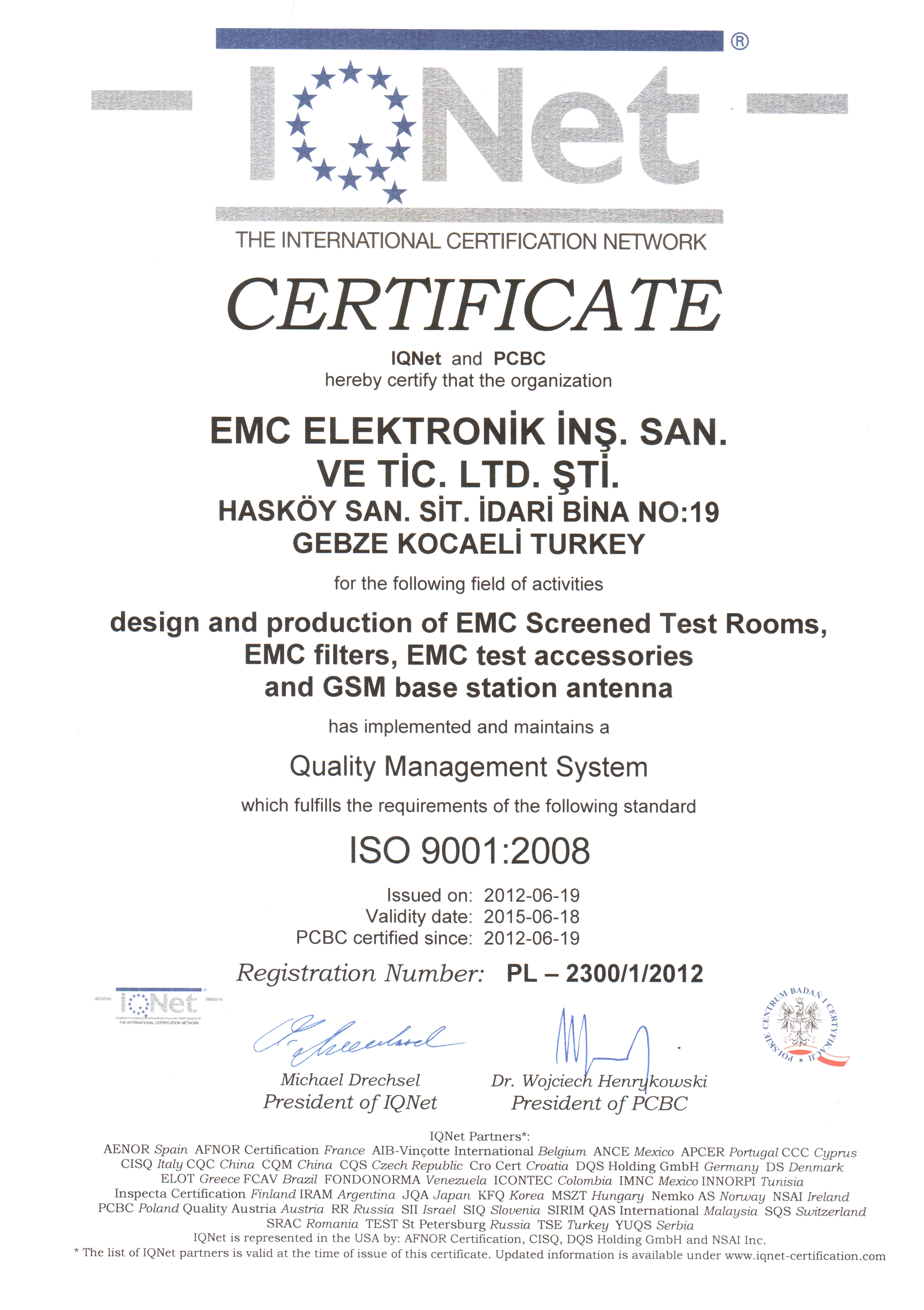 EMC LTD ISO Certificate 3